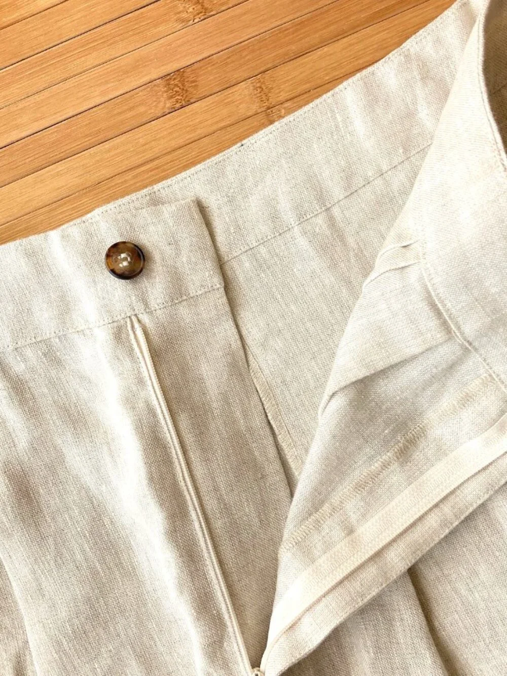 Reformation Wide Leg Linen Pants High Rise Pleated Womens 14 Flax Beige